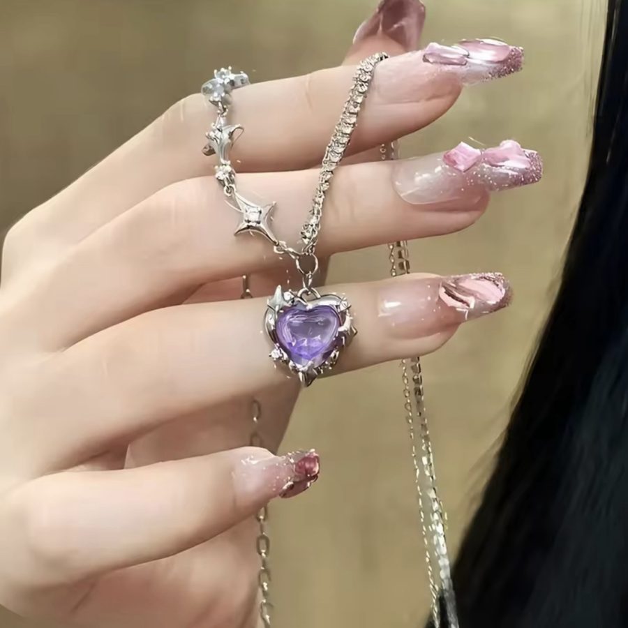 Cyber Crystal Necklace (Purple)