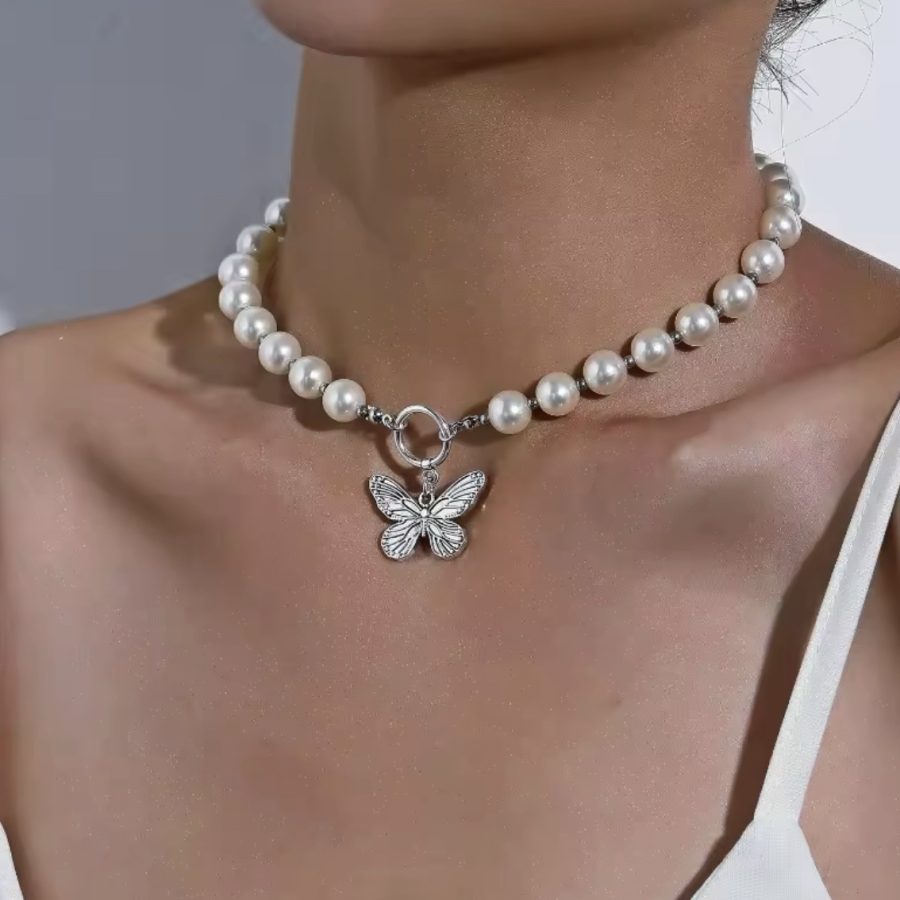 Butterfly Pearl Hoop Choker - Image 2
