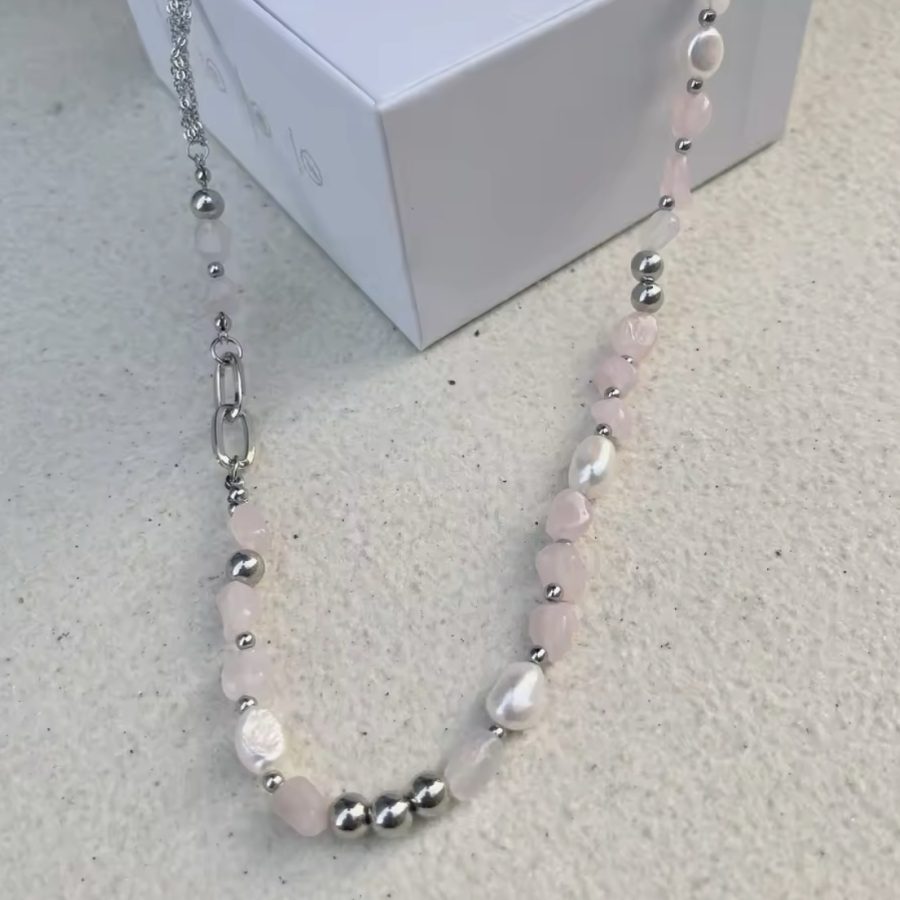 Natural Shell Stone Necklace (Pink)