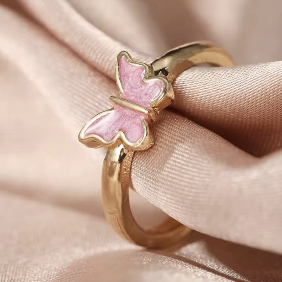 Simple Butterfly Enamel Ring - Image 2