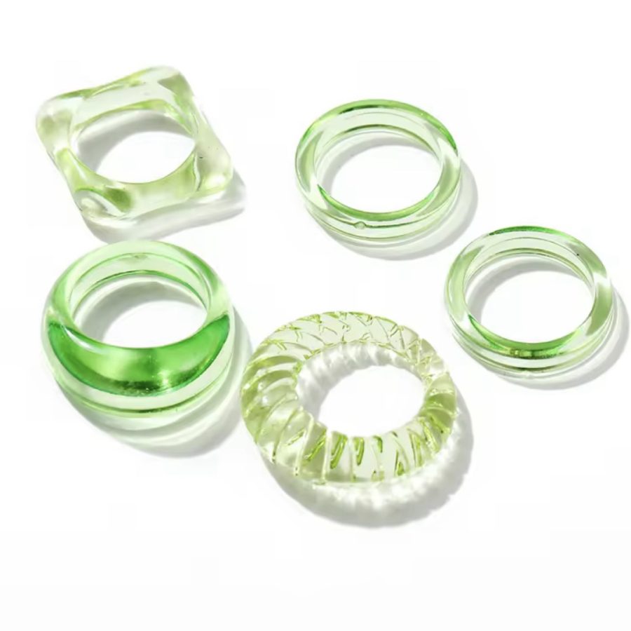 Green Acrylic Rings Set