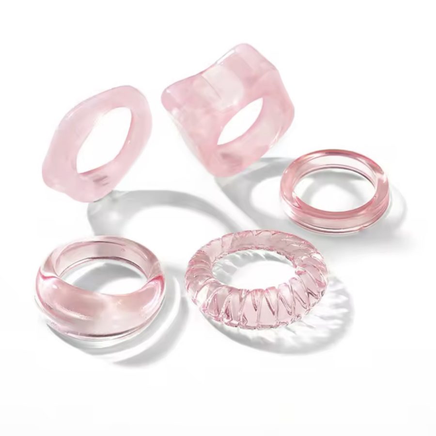 Pink Acrylic Rings Set - Image 2