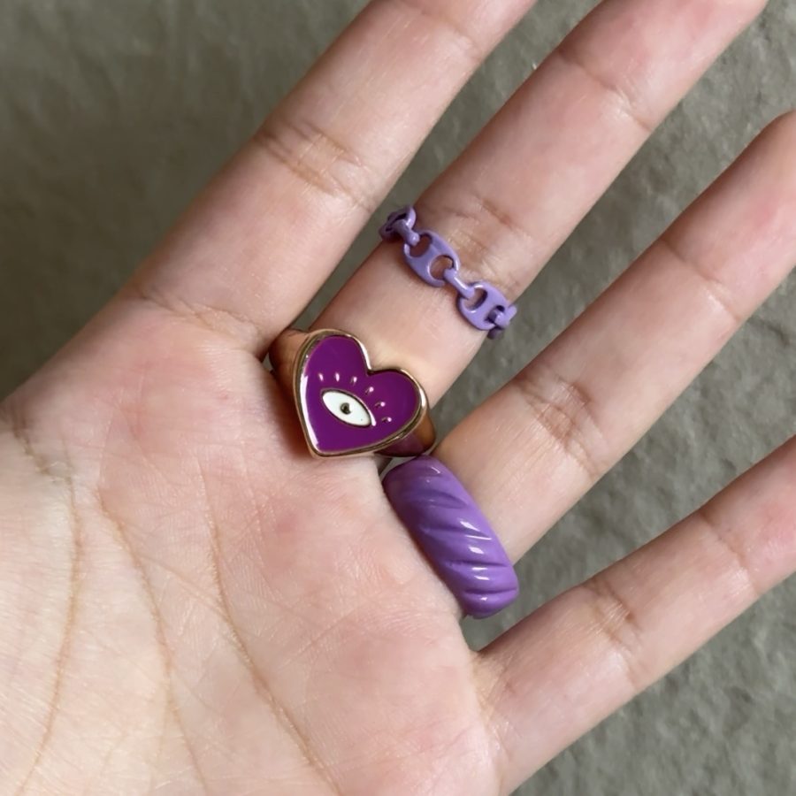Grape Enamel Rings Set