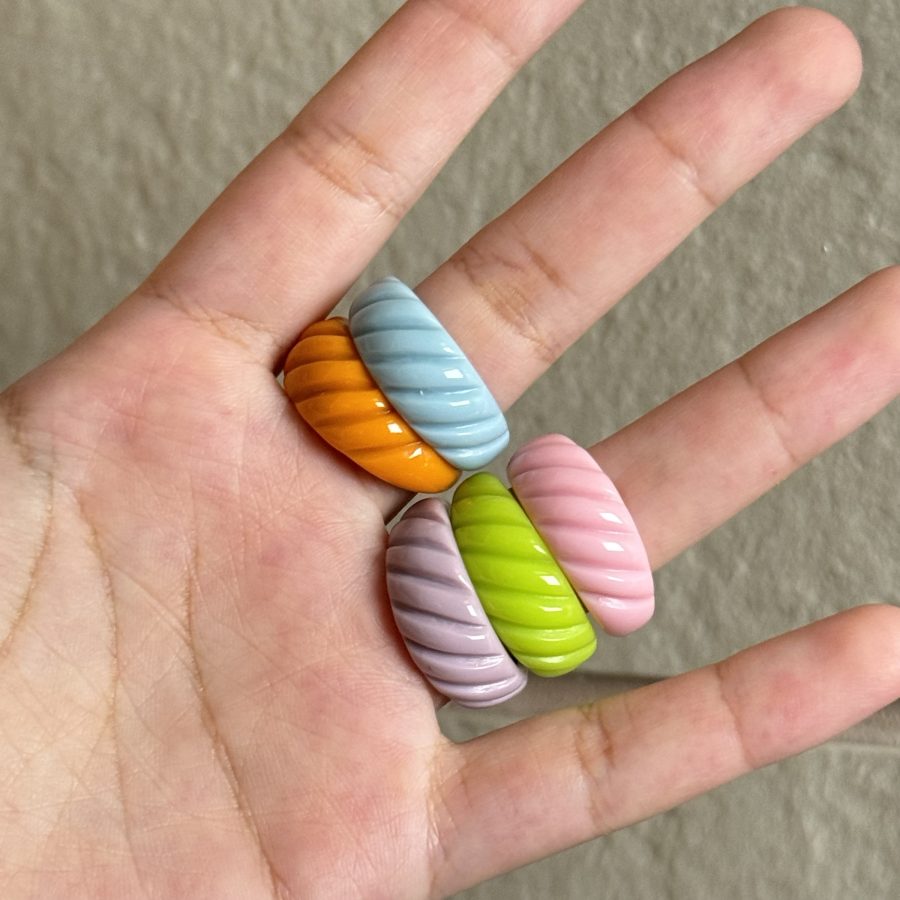 Colorful Croissant Rings Set