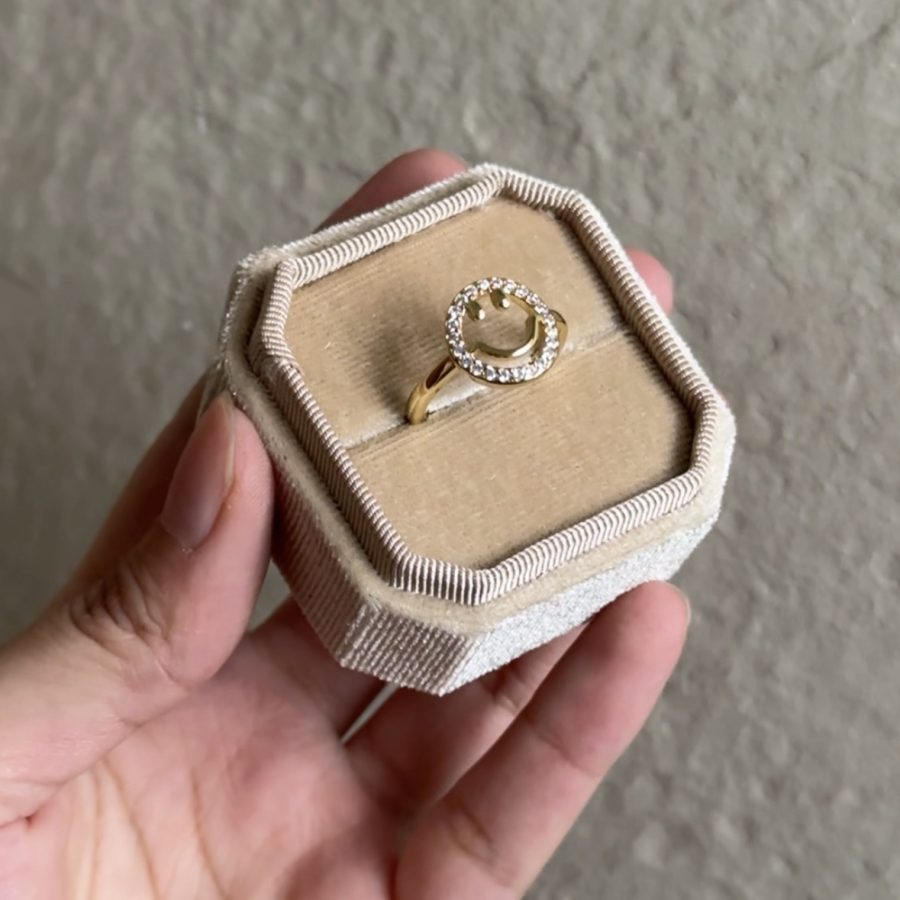 Rhinestone Smiley Ring