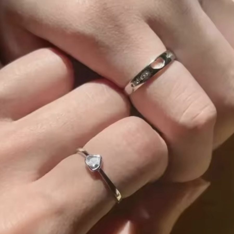 Heart in Heart Couple Rings - Image 2
