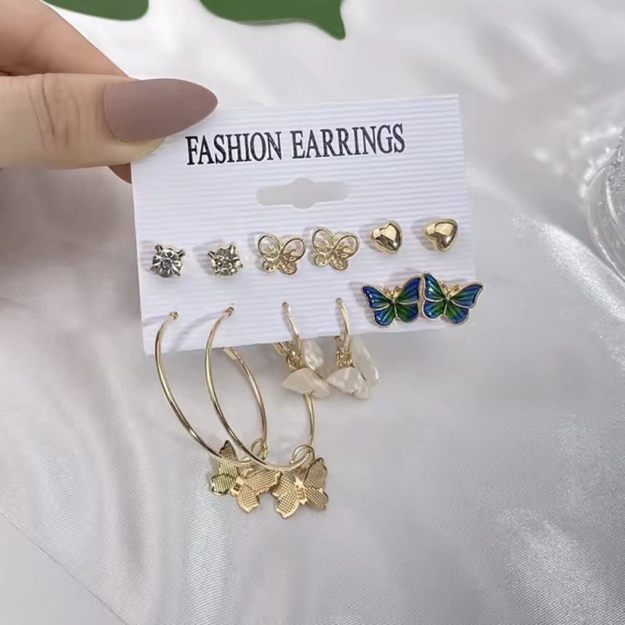 Triple Butterfly Earrings Set