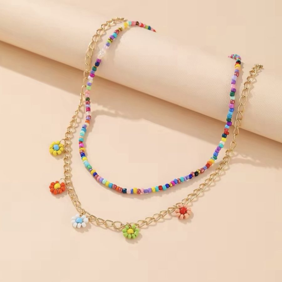 Rainbow Daisy Necklaces (Set of 2)
