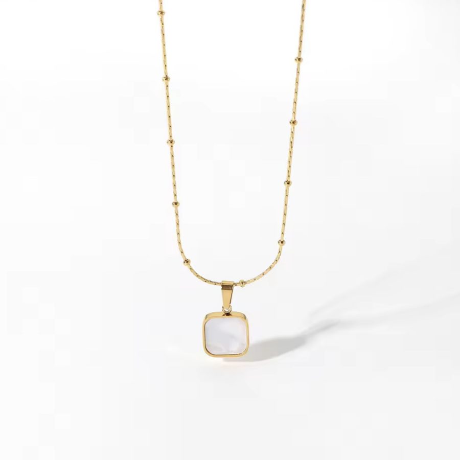Opalescent Square Necklace (Stainless Steel) - Image 2